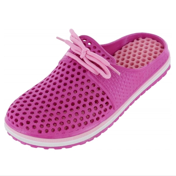Uanmi Fuchsia Pink Perforated Breathable Slip On Clogs Slippers, Sz 37 (6) - Picture 1 of 10